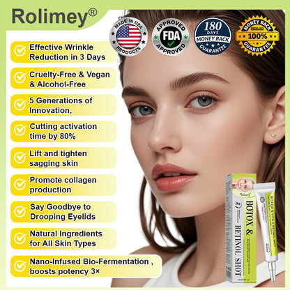 ✨👨‍⚕️Made and shipped from the USA 💫Rolimey® Botox & Vita-A Retinol Shot Wrinkle-Lift Tightening cream - Last Day Promotion 70% OFF