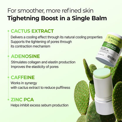 [Dr.Melaxin Official] CACTOX PORE RELIEF MULTI BALM with Cactus Cooling Reduce Puffiness & Pore Tightening for Visible Pore Care Skin Repair